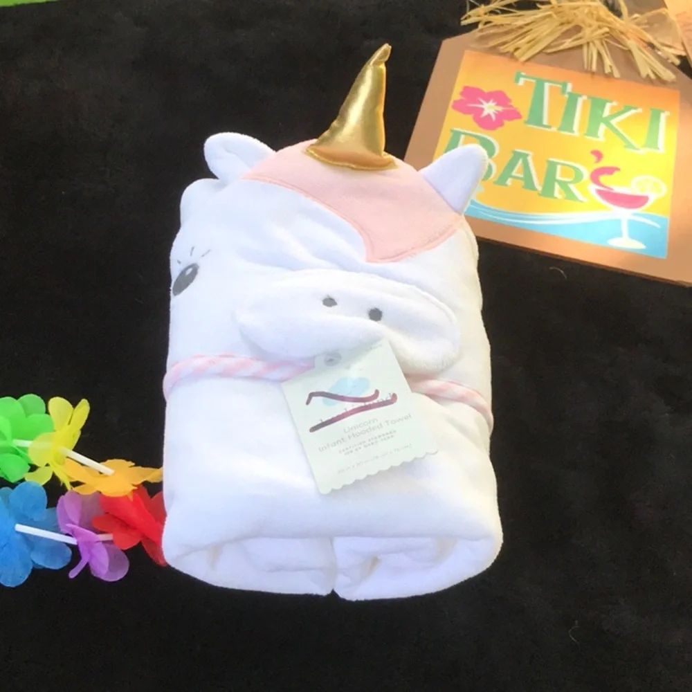 NWT Cloud Island White Unicorn Infant Hooded Towel 30x30 Certified 100 OEKO-TEX